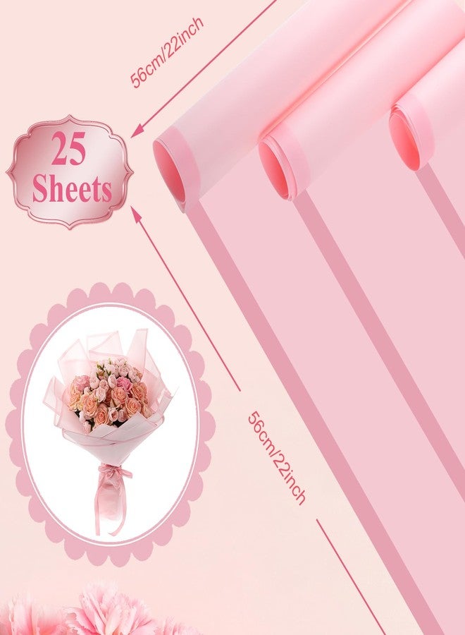 woric 25 Sheets Pink Flower Bouquet Wrapping Paper, Waterproof Floral Wrapping Paper Florist Supplies for Valentine's Day Birthday Party Favor Gift Box Packaging DIY Crafts - Image 3